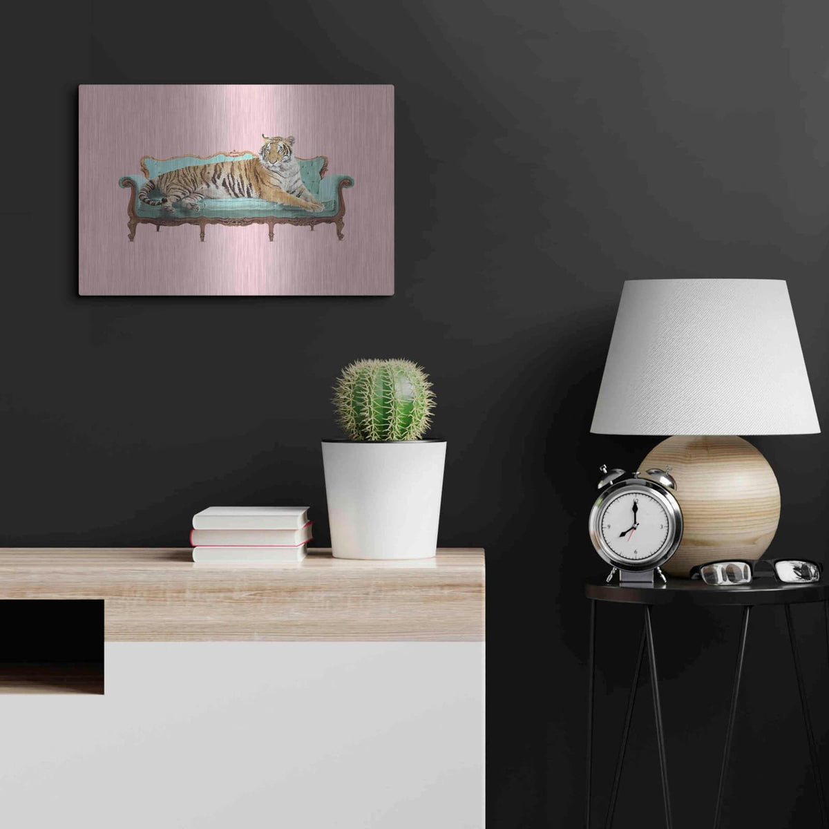 'Lazy Tiger' by Robert Farkas – Metal Wall Art, 24x16 room view