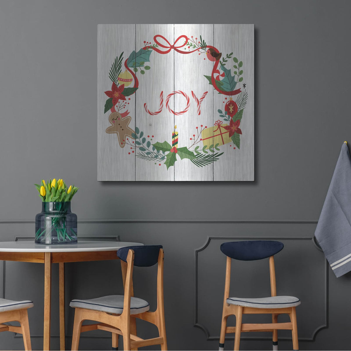 'Peppermint Joy' by Seven Trees Design – Metal Wall Art, 36x36 room view