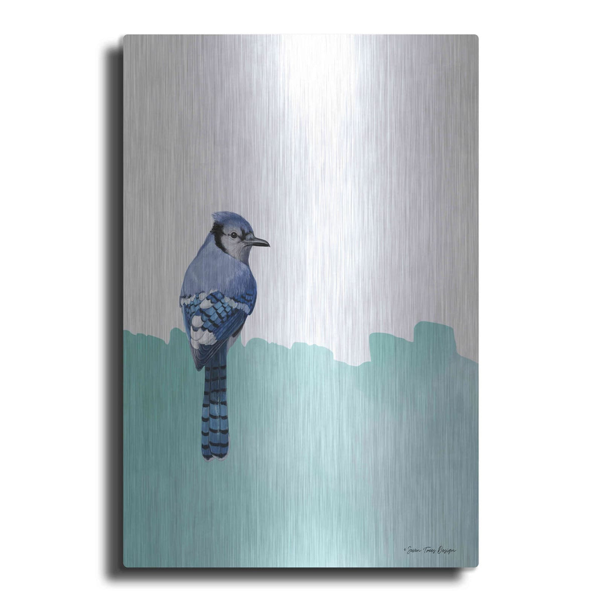 'Bird on Blue' by Seven Trees Design – Metal Wall Art