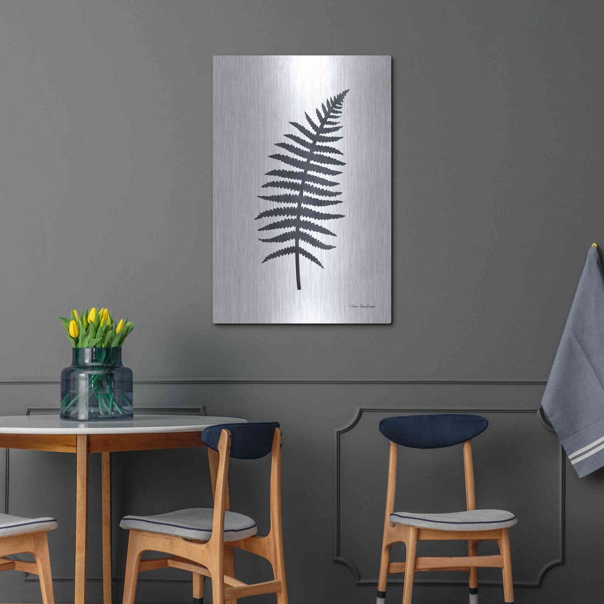 'Watercolor Black Plant I' by Seven Trees Design – Metal Wall Art, 24x36 room view