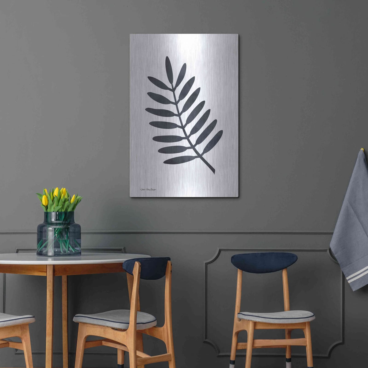 'Watercolor Black Plant II' by Seven Trees Design – Metal Wall Art, 24x36 room view