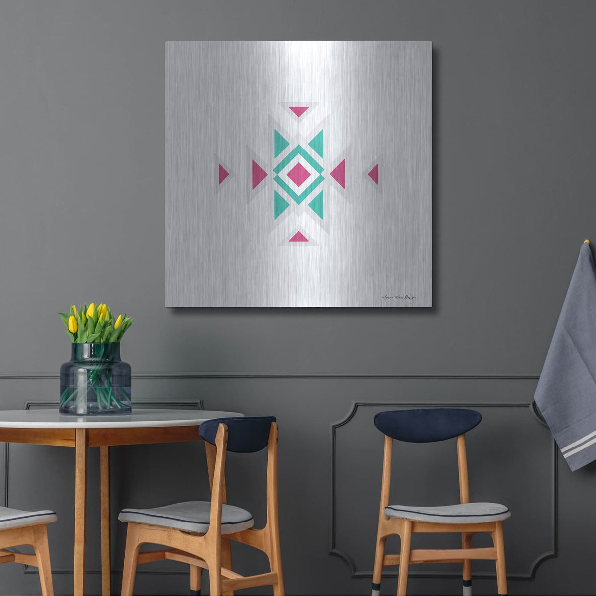 'Watercolor Aztec Art I' by Seven Trees Design – Metal Wall Art, 36x36 room view