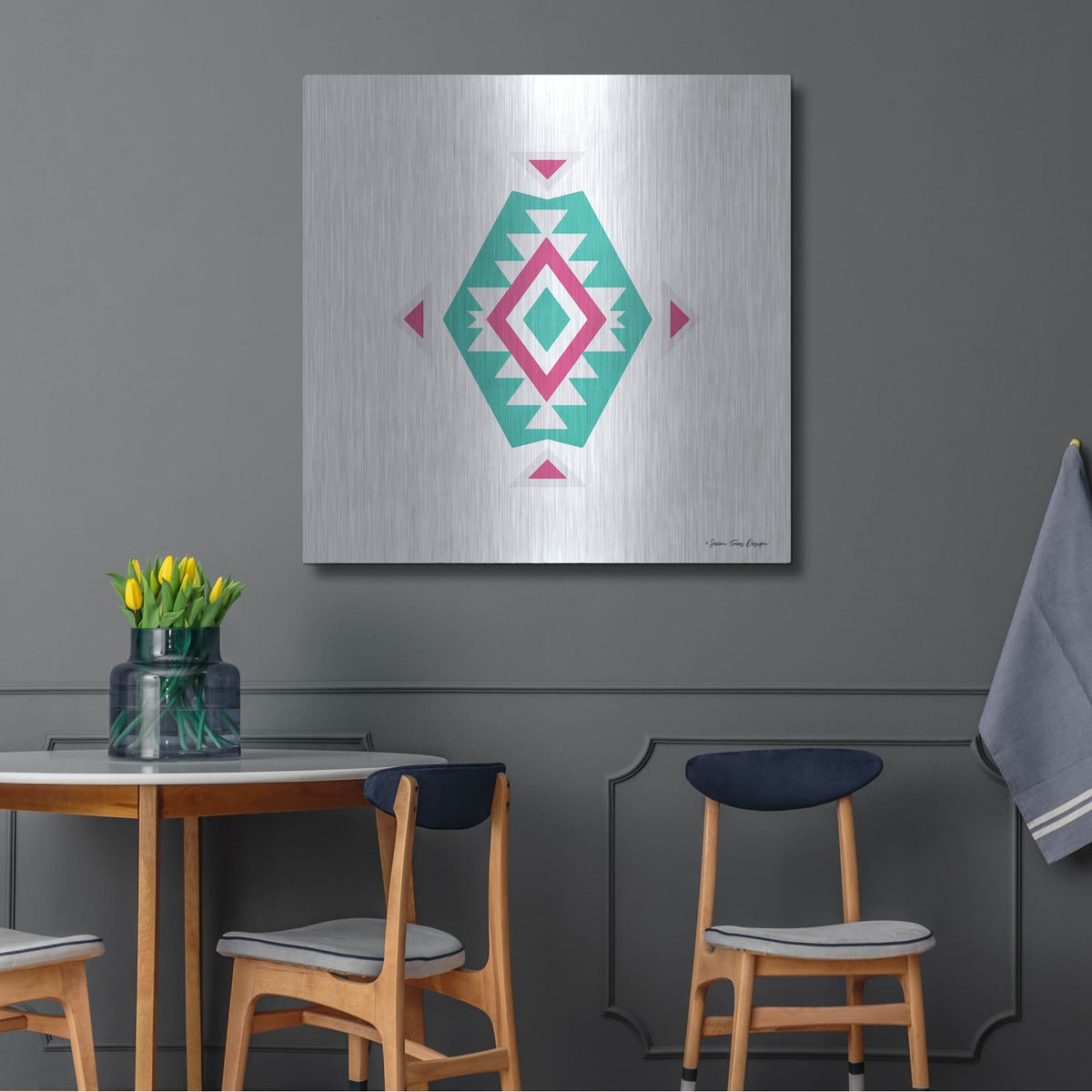 'Watercolor Aztec Art II' by Seven Trees Design – Metal Wall Art, 36x36 room view