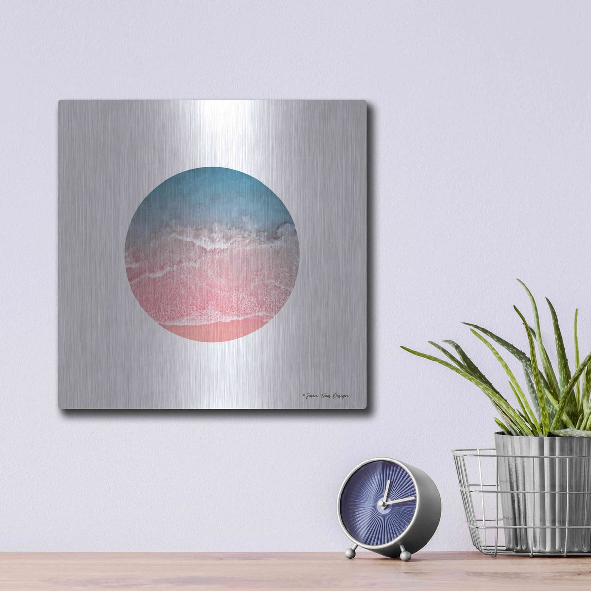 'Ocean Circle' by Seven Trees Design – Metal Wall Art, 12x12 room view