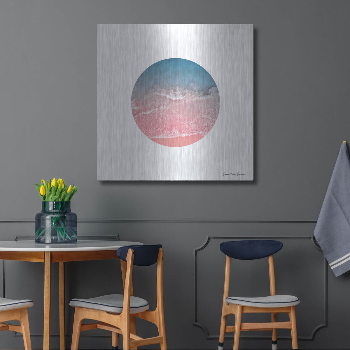'Ocean Circle' by Seven Trees Design – Metal Wall Art, 36x36 room view