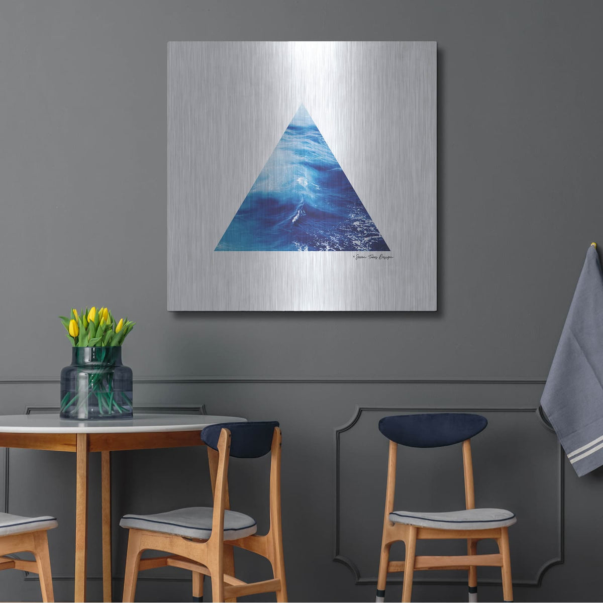 'Ocean Triangle' by Seven Trees Design – Metal Wall Art, 36x36 room view