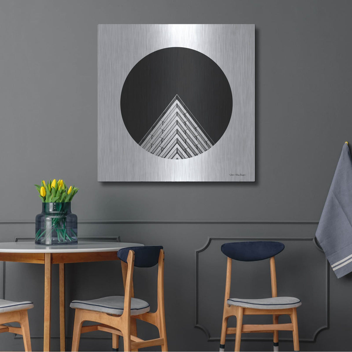 'Triangular Architecture' by Seven Trees Design – Metal Wall Art, 36x36 room view