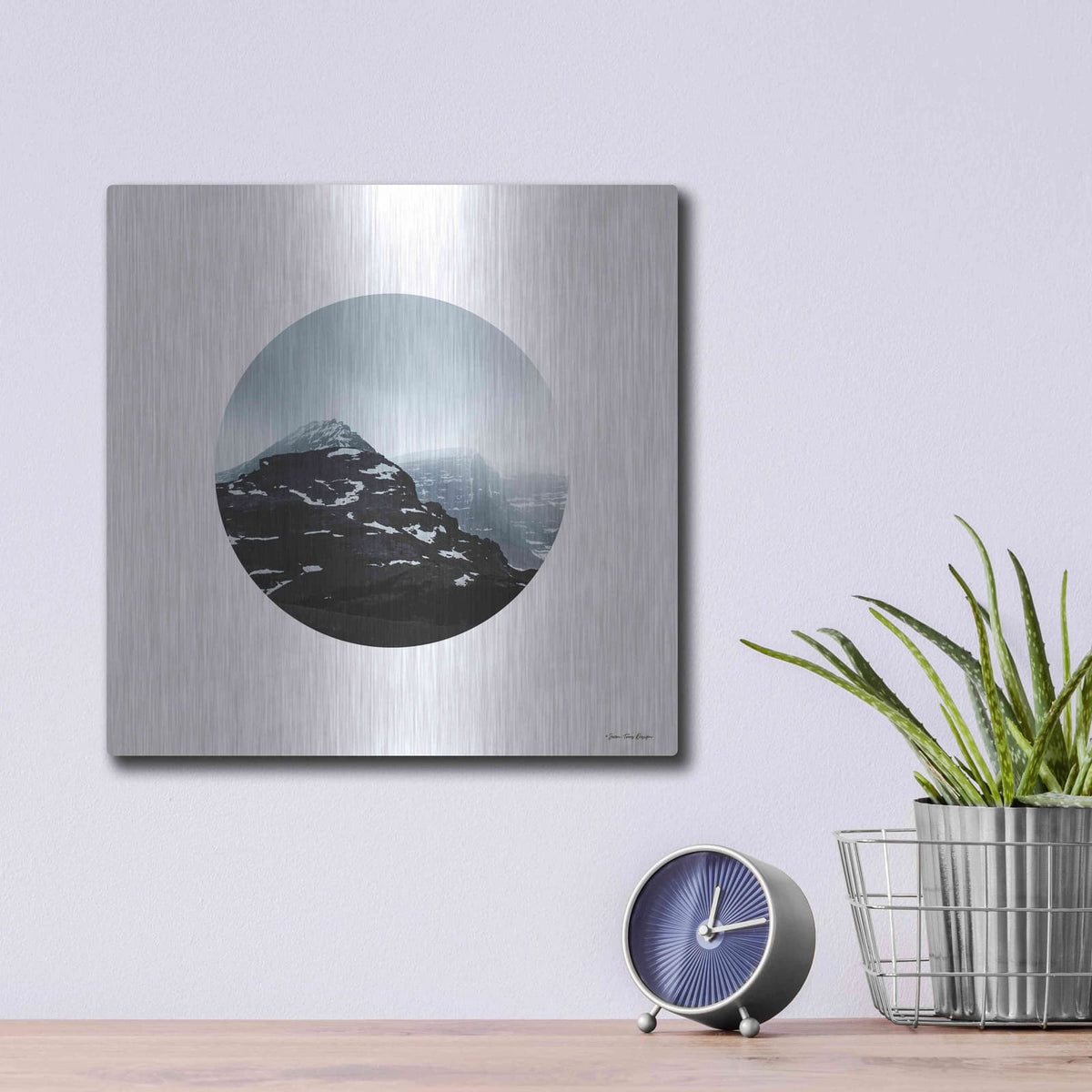 'Snow Mountains' by Seven Trees Design – Metal Wall Art, 12x12 room view
