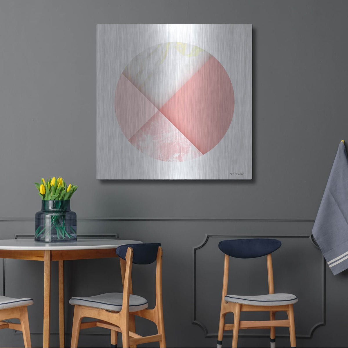 'Pink Marble Circle I' by Seven Trees Design – Metal Wall Art, 36x36 room view