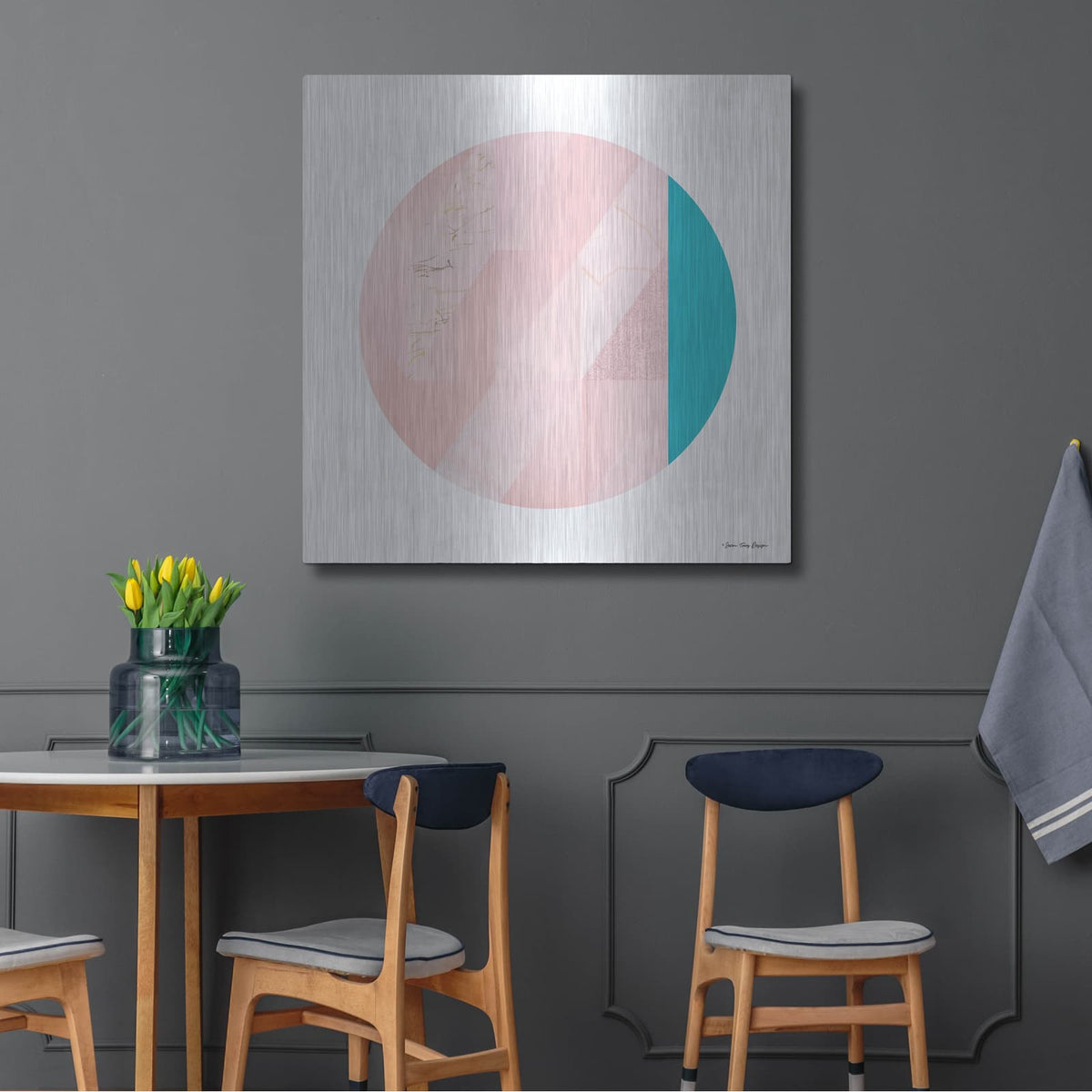'Pink Marble Circle II' by Seven Trees Design – Metal Wall Art, 36x36 room view
