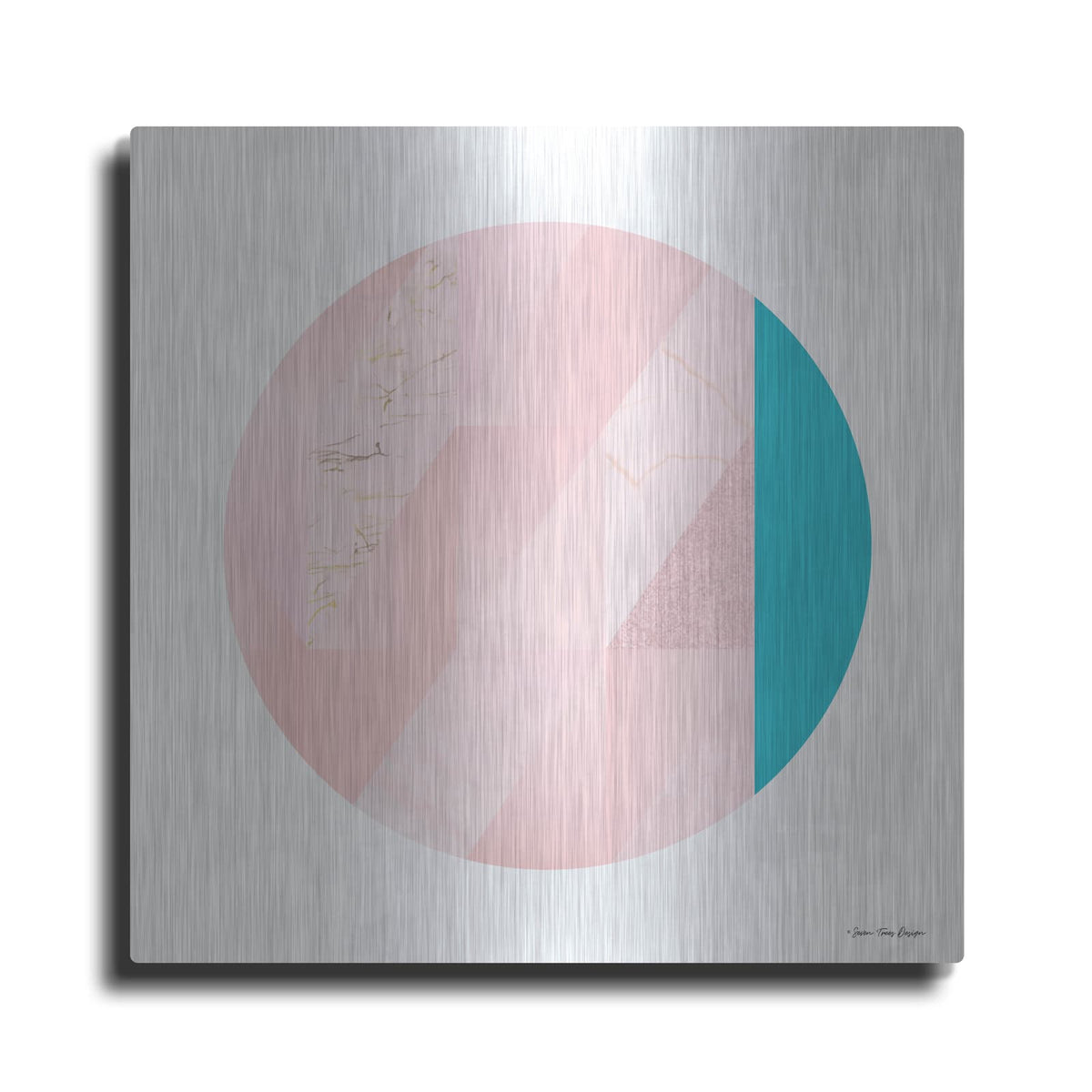 'Pink Marble Circle II' by Seven Trees Design – Metal Wall Art