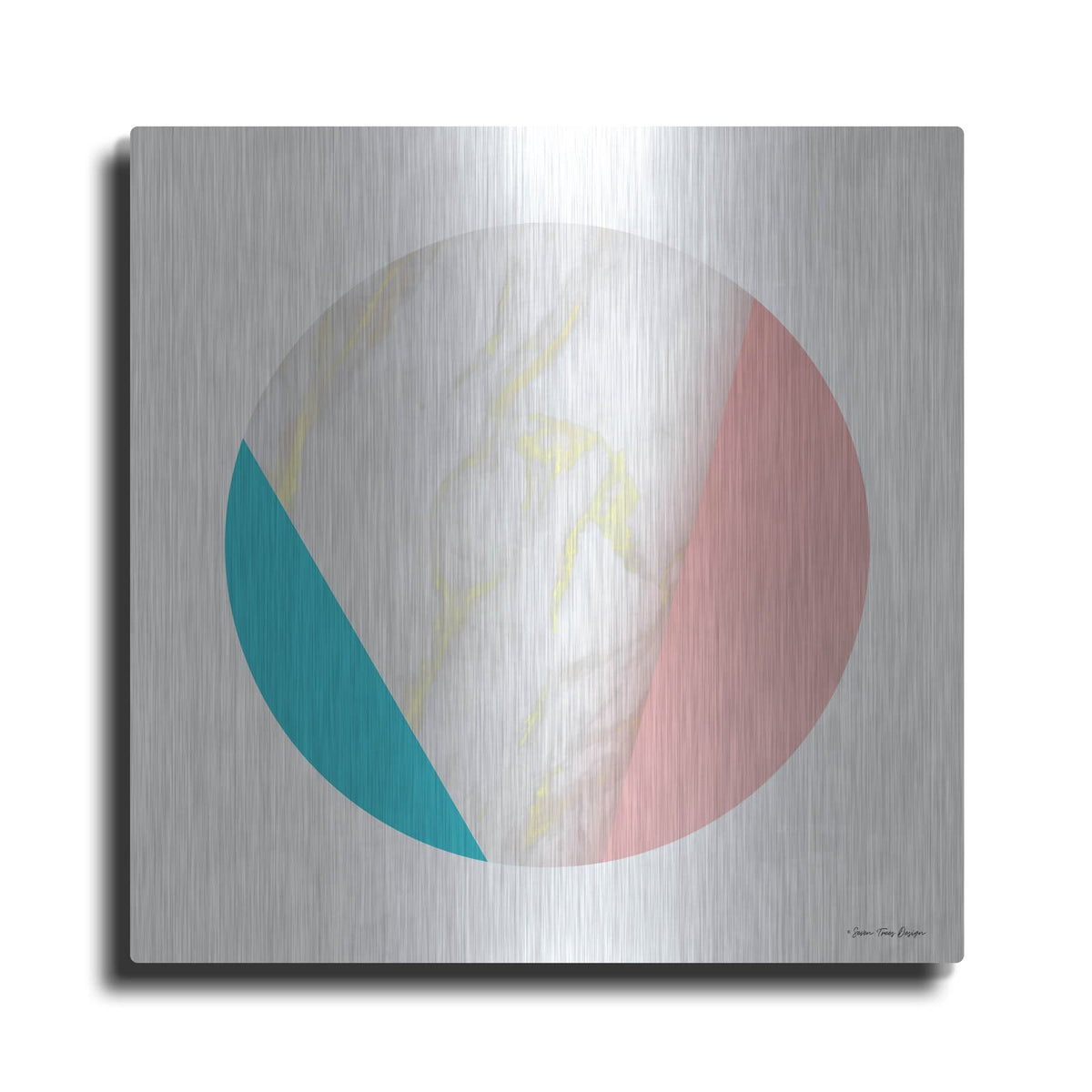 'Pink Marble Circle III' by Seven Trees Design – Metal Wall Art