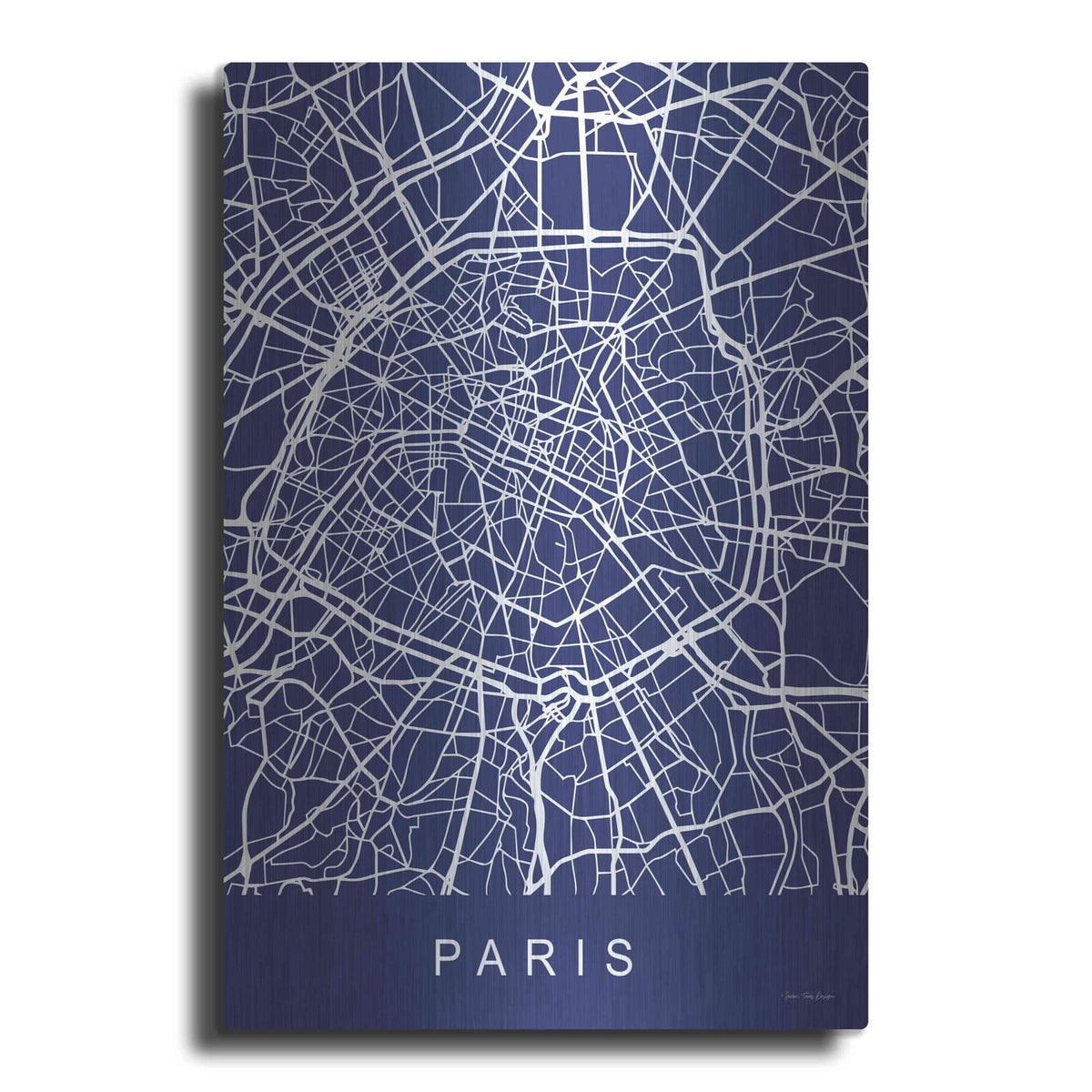 'Paris Street Blue Map' by Seven Trees Design – Metal Wall Art