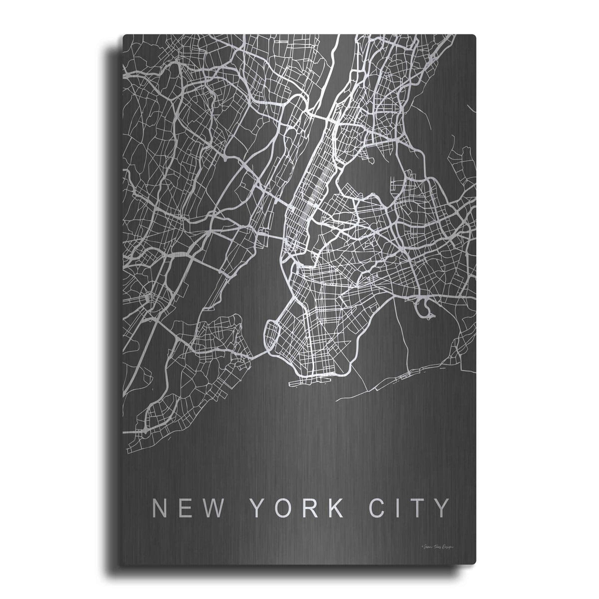 'NYC Grey Map' by Seven Trees Design – Metal Wall Art