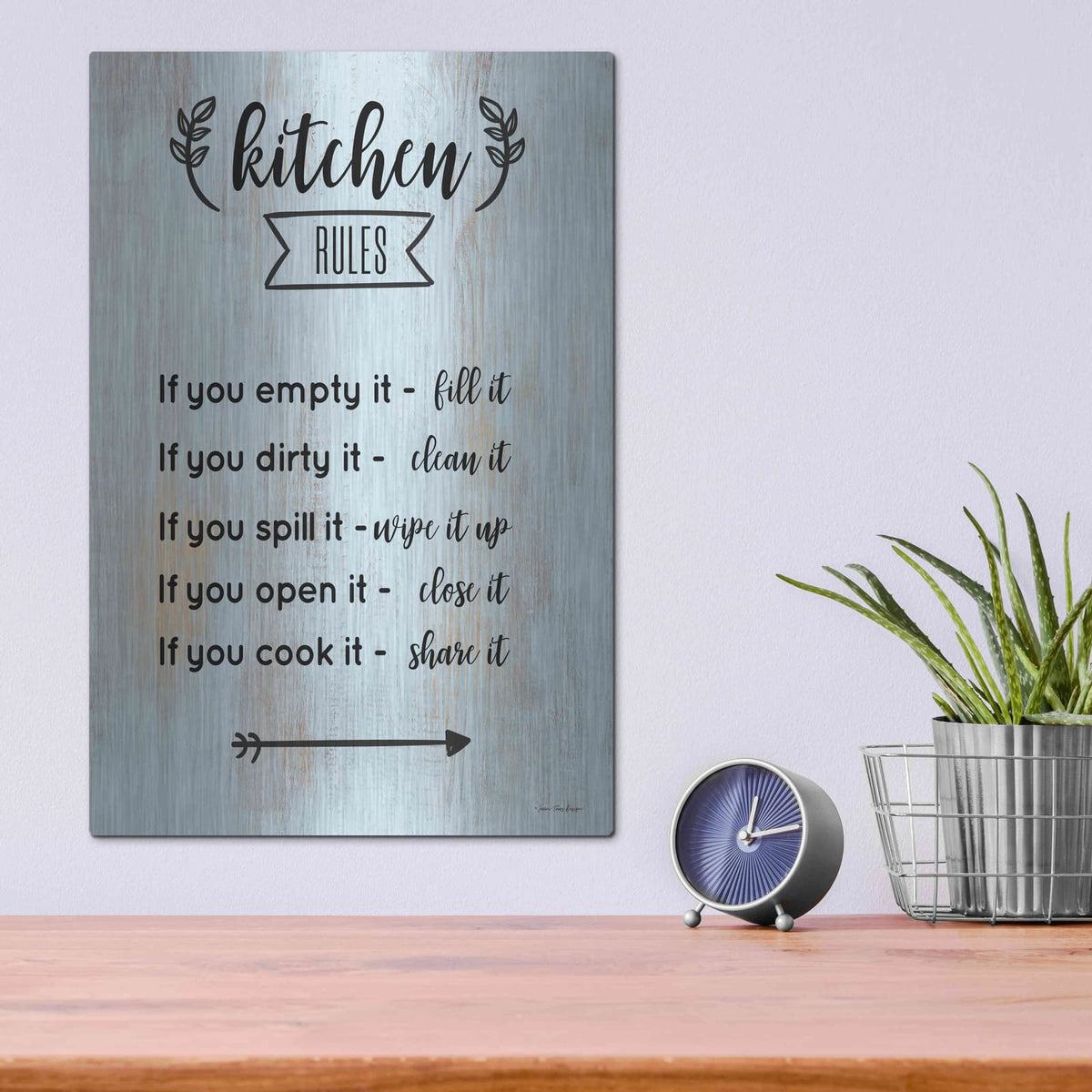 'Kitchen Rules' by Seven Trees Design – Metal Wall Art, 12x16 room view