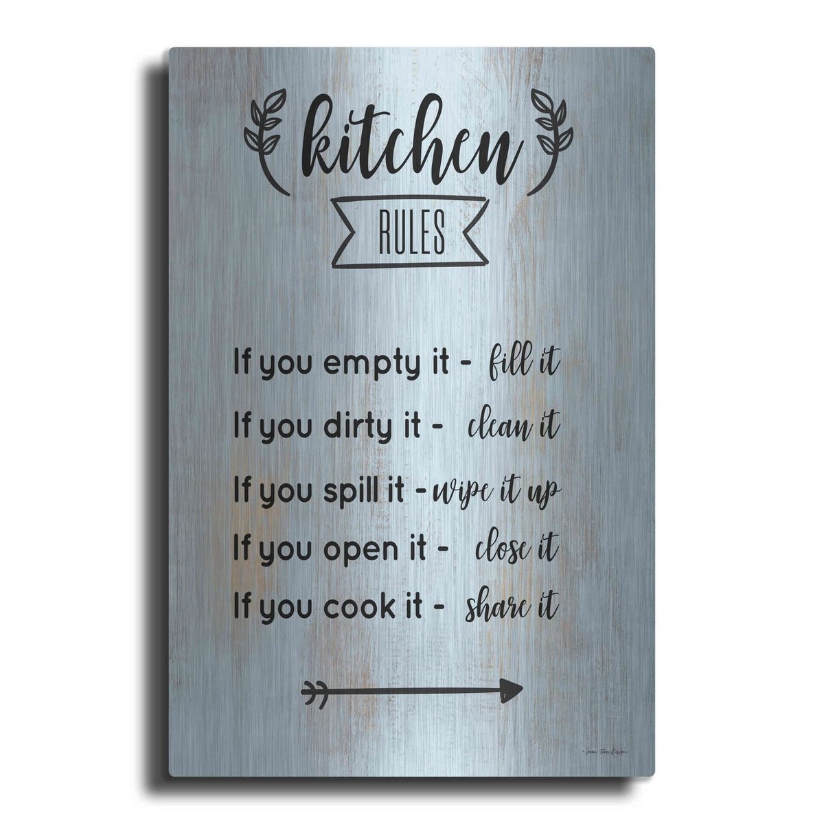 'Kitchen Rules' by Seven Trees Design – Metal Wall Art