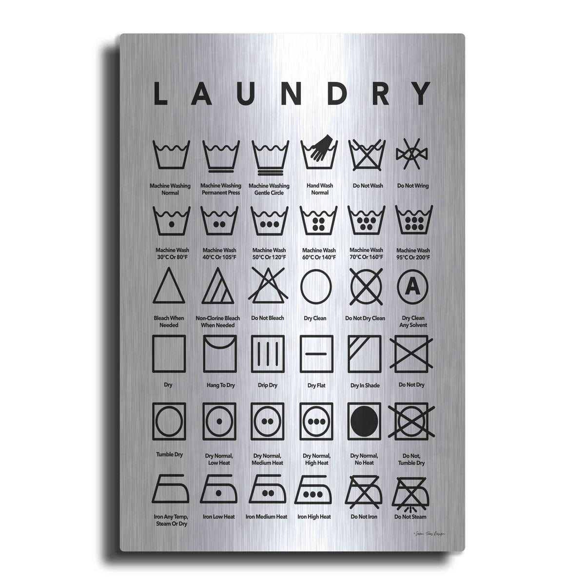 'Laundry Symbols' by Seven Trees Design – Metal Wall Art