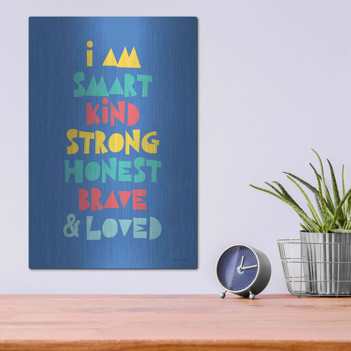 'I Am Smart..' by Seven Trees Design – Metal Wall Art, 12x16 room view