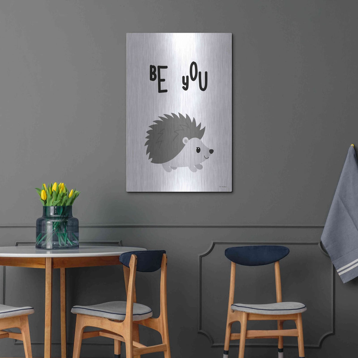 'Be You Hedgehog' by Seven Trees Design – Metal Wall Art, 24x36 room view