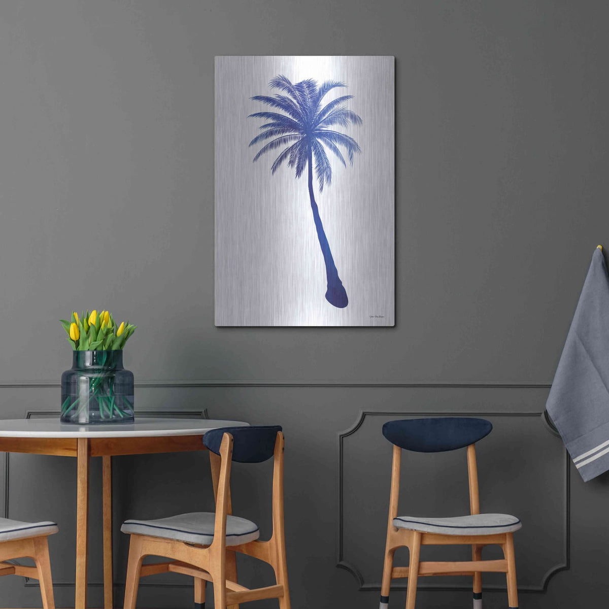 'Blue Palm Tree I' by Seven Trees Design – Metal Wall Art, 24x36 room view