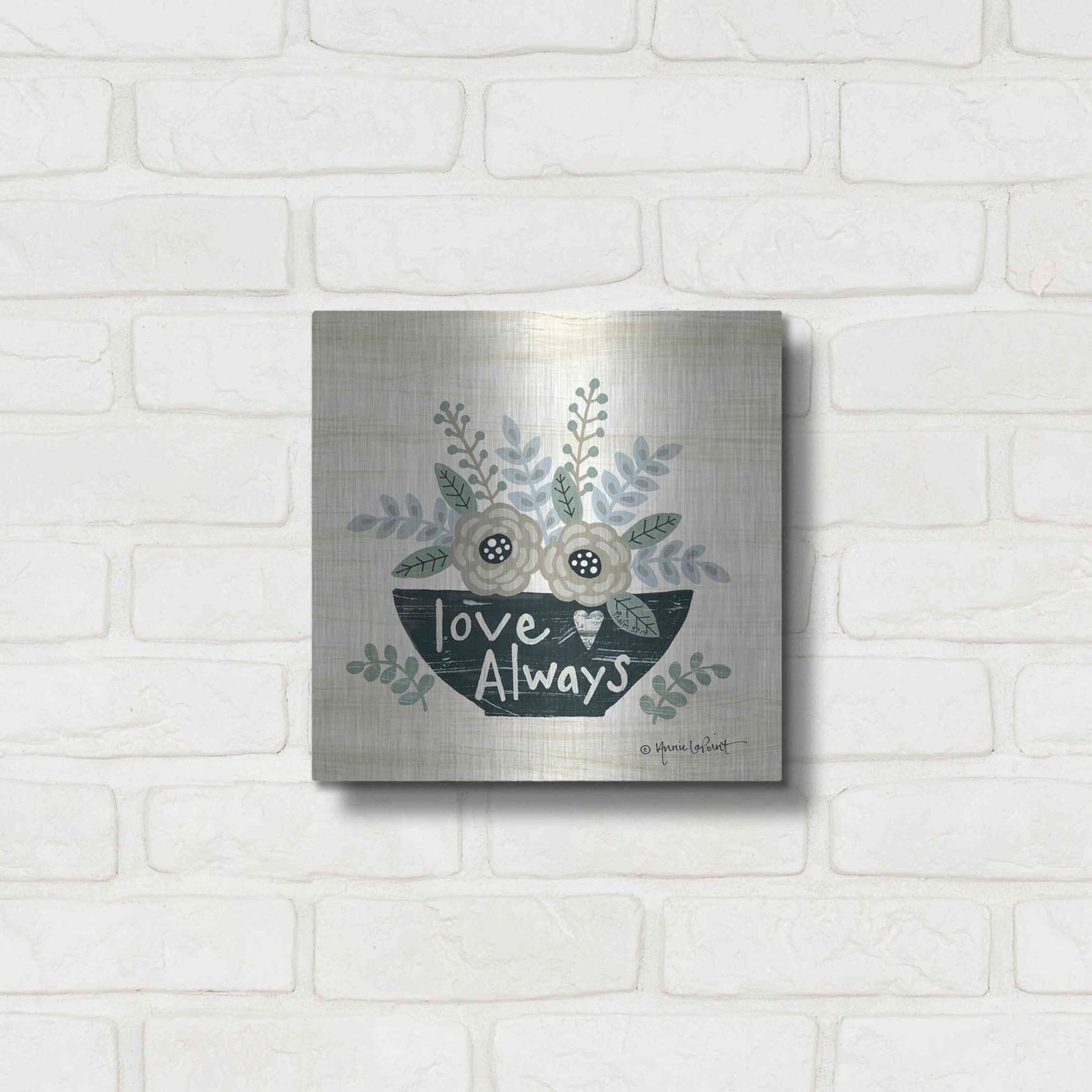 Luxe Metal Art 'Love Always' by Annie LaPoint, Metal Wall Art,12x12