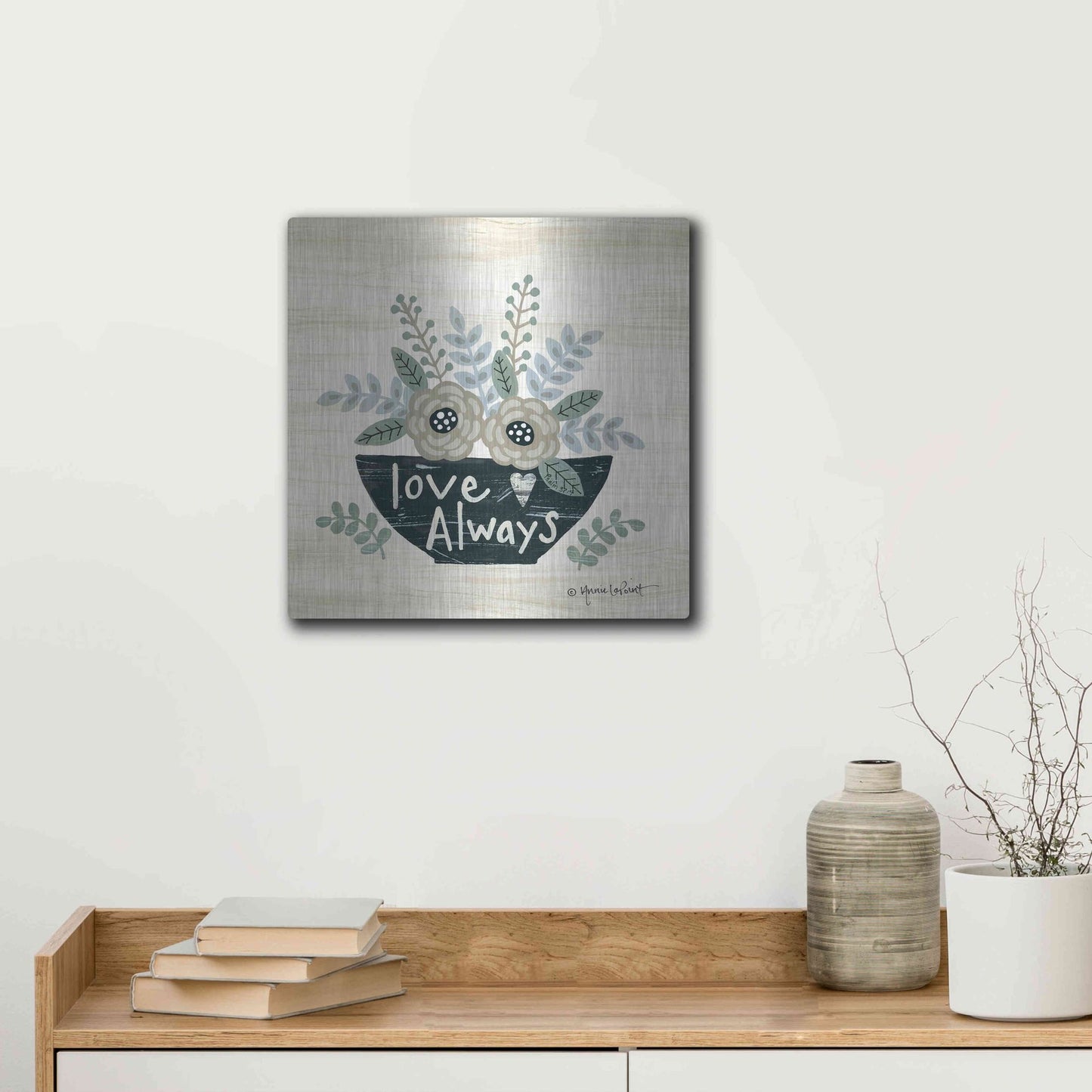 Luxe Metal Art 'Love Always' by Annie LaPoint, Metal Wall Art,12x12