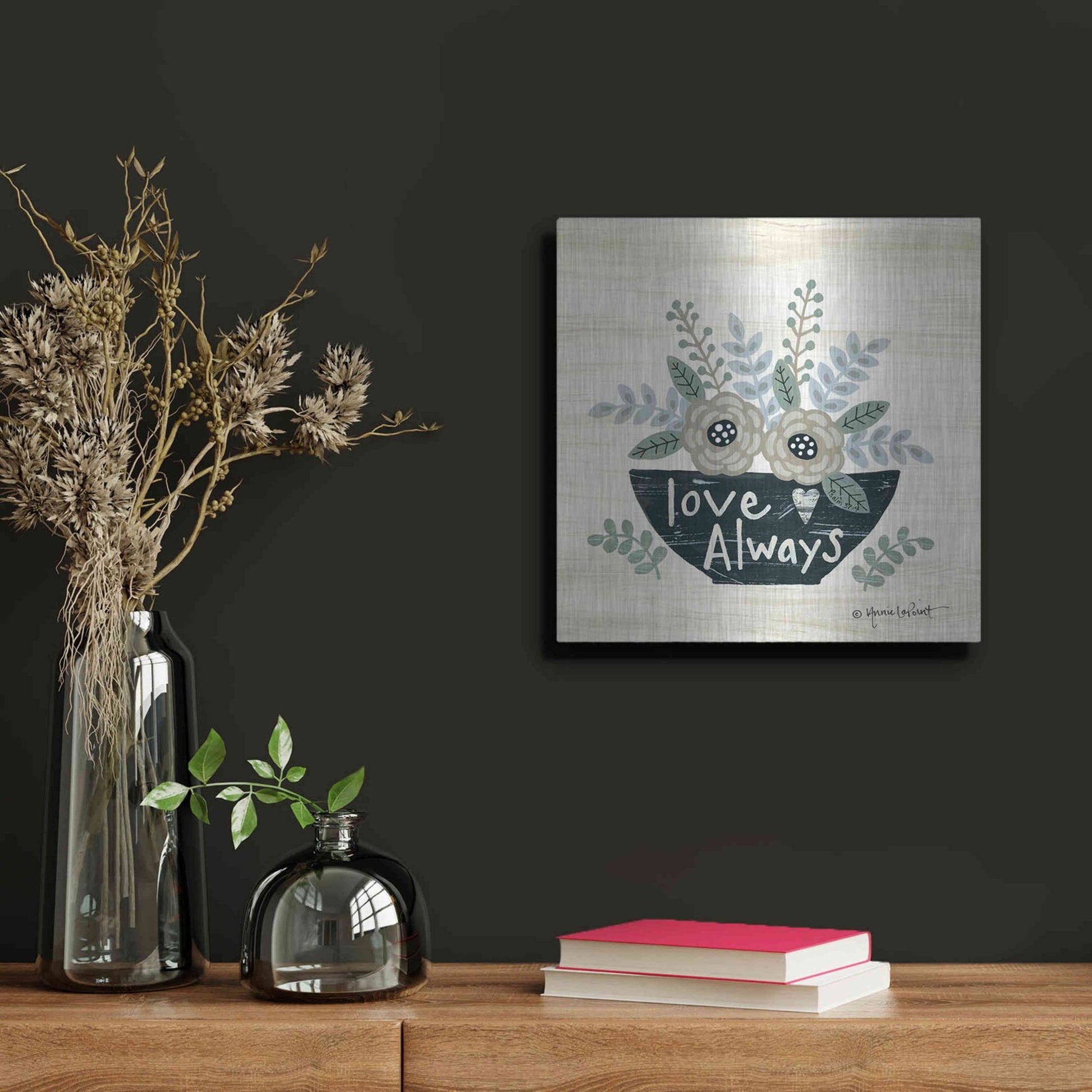 Luxe Metal Art 'Love Always' by Annie LaPoint, Metal Wall Art,12x12