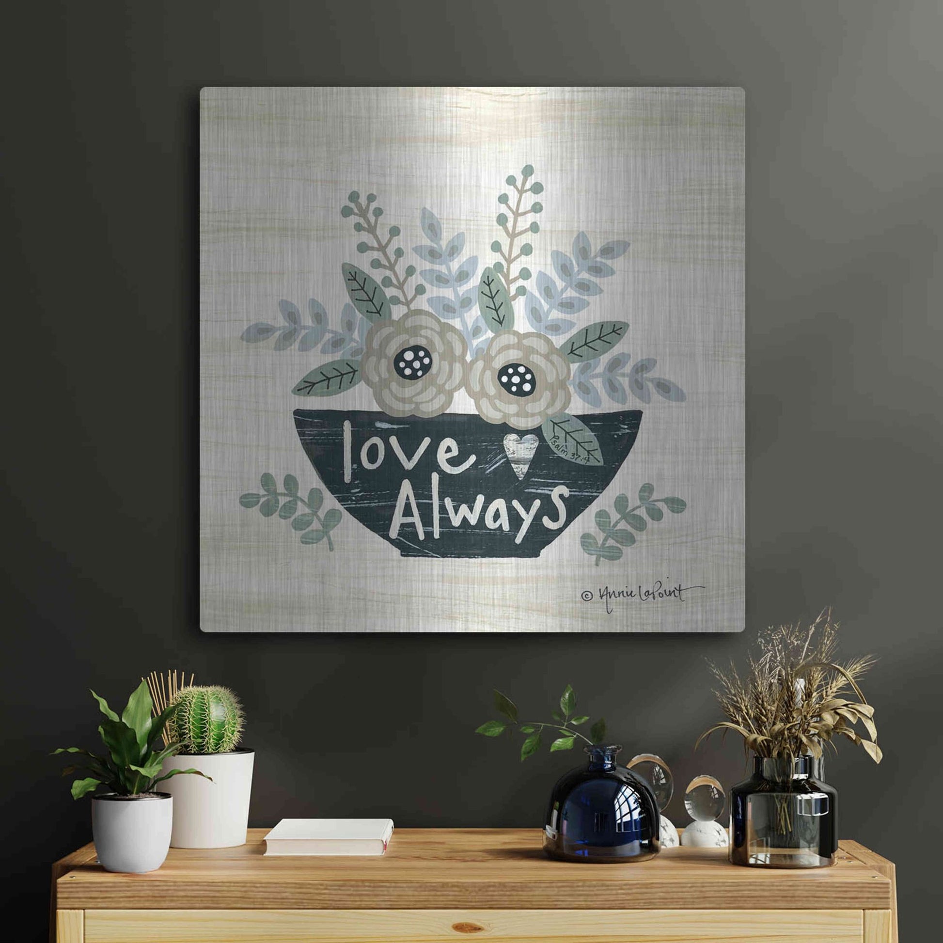 Luxe Metal Art 'Love Always' by Annie LaPoint, Metal Wall Art,24x24