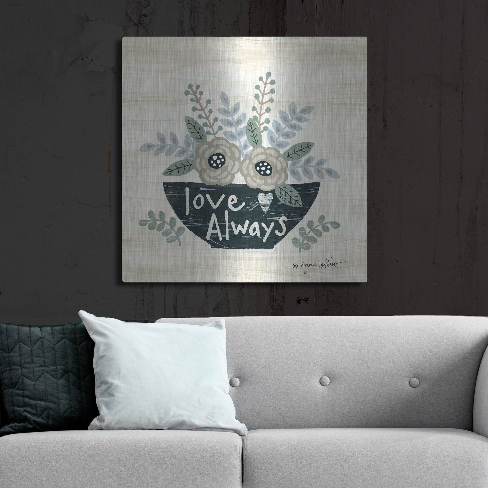 Luxe Metal Art 'Love Always' by Annie LaPoint, Metal Wall Art,36x36