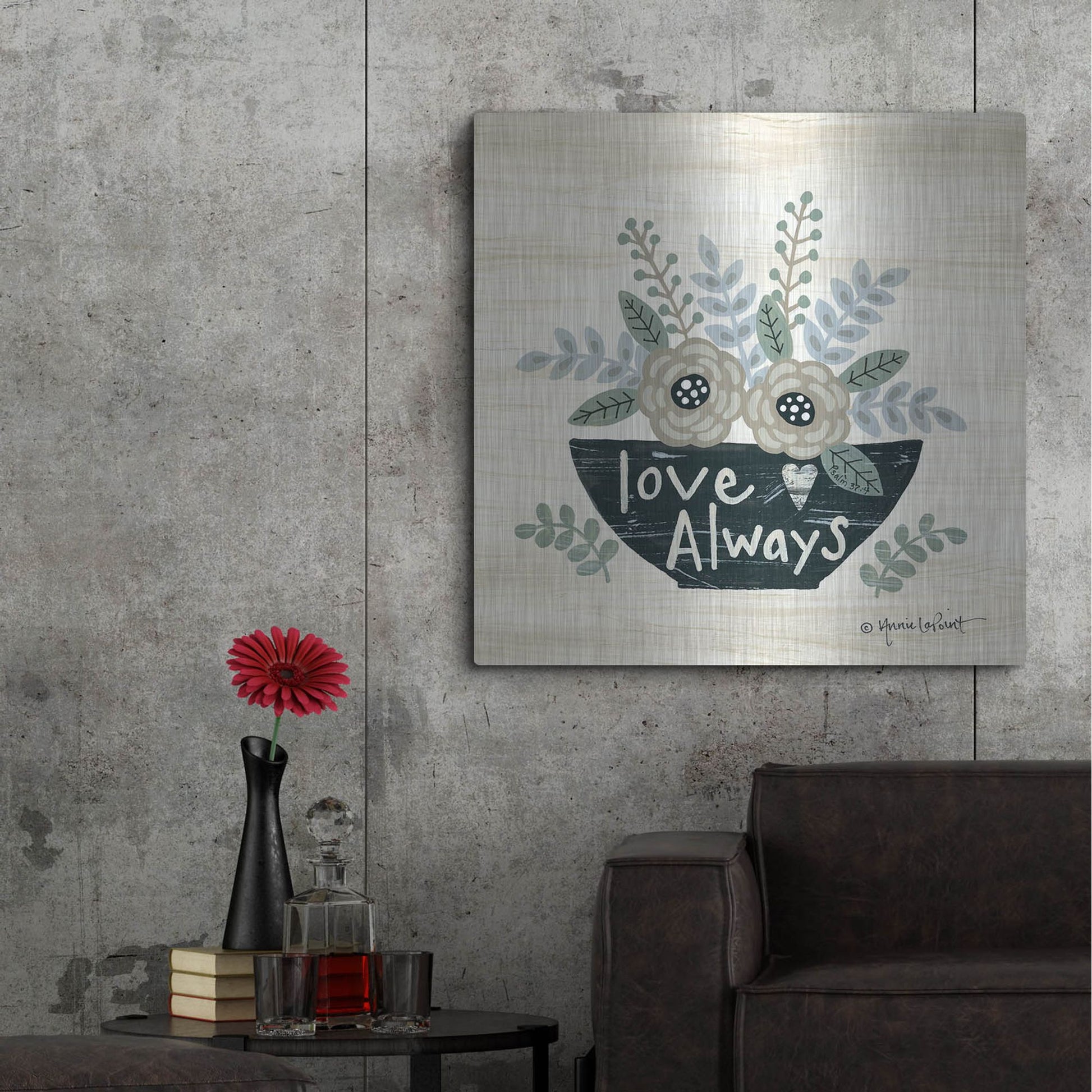 Luxe Metal Art 'Love Always' by Annie LaPoint, Metal Wall Art,36x36