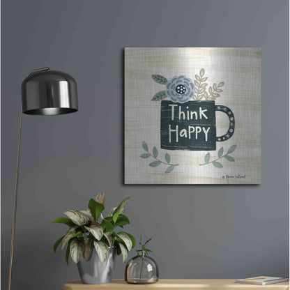 Luxe Metal Art 'Think Happy' by Annie LaPoint, Metal Wall Art,24x24