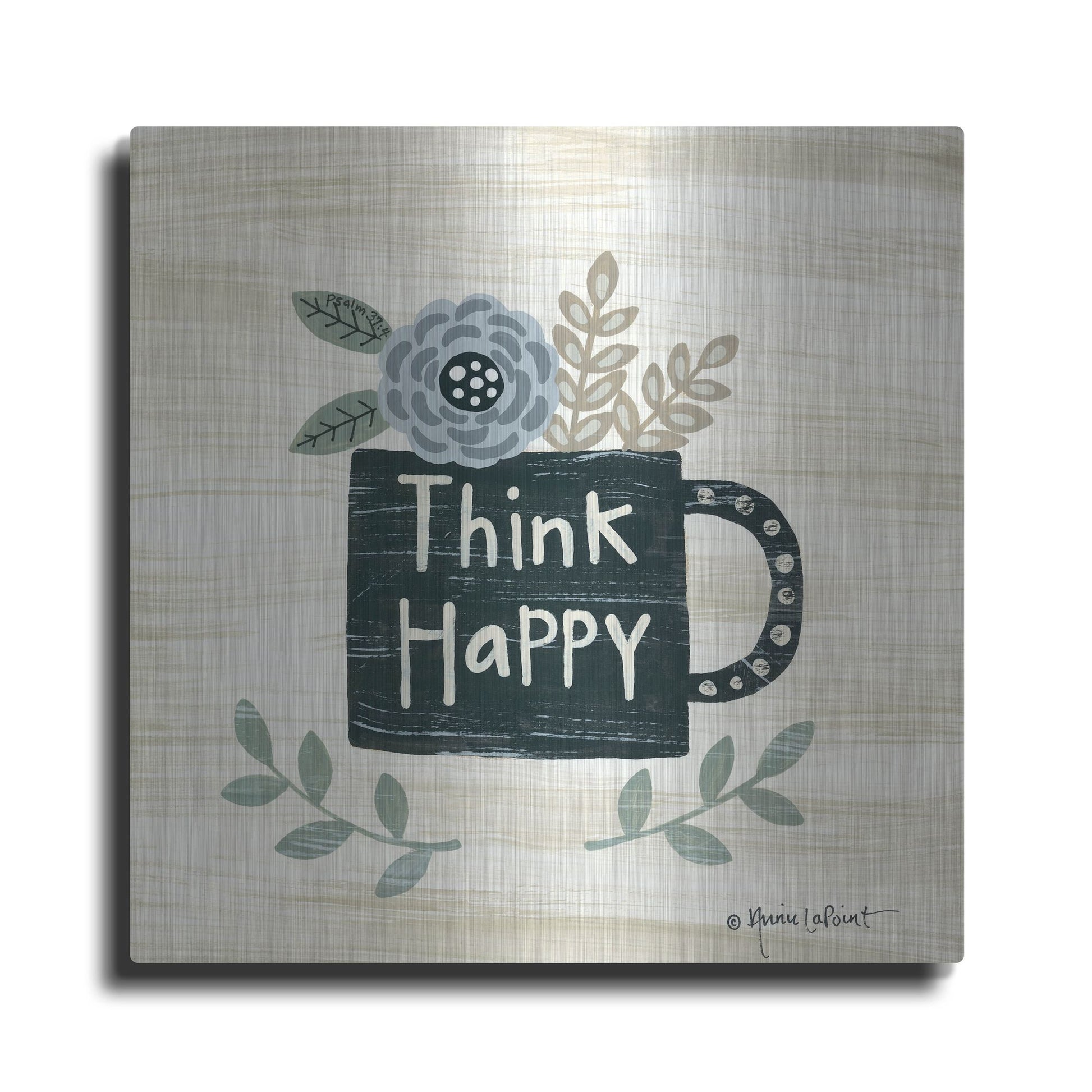 Luxe Metal Art 'Think Happy' by Annie LaPoint, Metal Wall Art