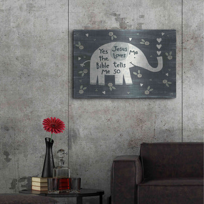 Luxe Metal Art 'Jesus Loves Me Elephant' by Annie LaPoint, Metal Wall Art,36x24