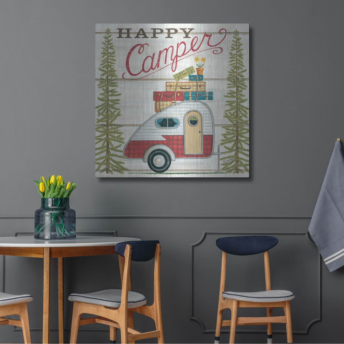 'Happy Camper' by Deb Strain – Metal Wall Art, 36x36 room view