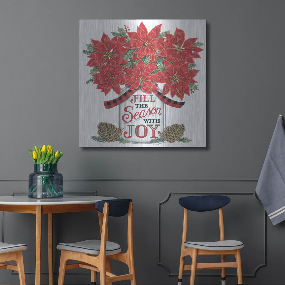 'Fill the Season Poinsettia Jar' by Deb Strain – Metal Wall Art, 36x36 room view