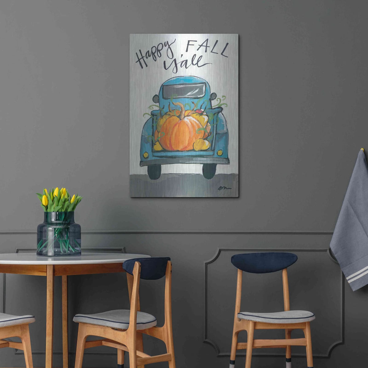 'Happy Fall Y'all Truck' by Jessica Mingo – Metal Wall Art, 24x36 room view