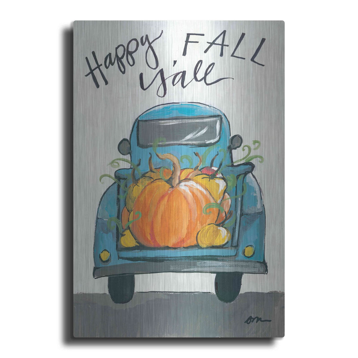 'Happy Fall Y'all Truck' by Jessica Mingo – Metal Wall Art