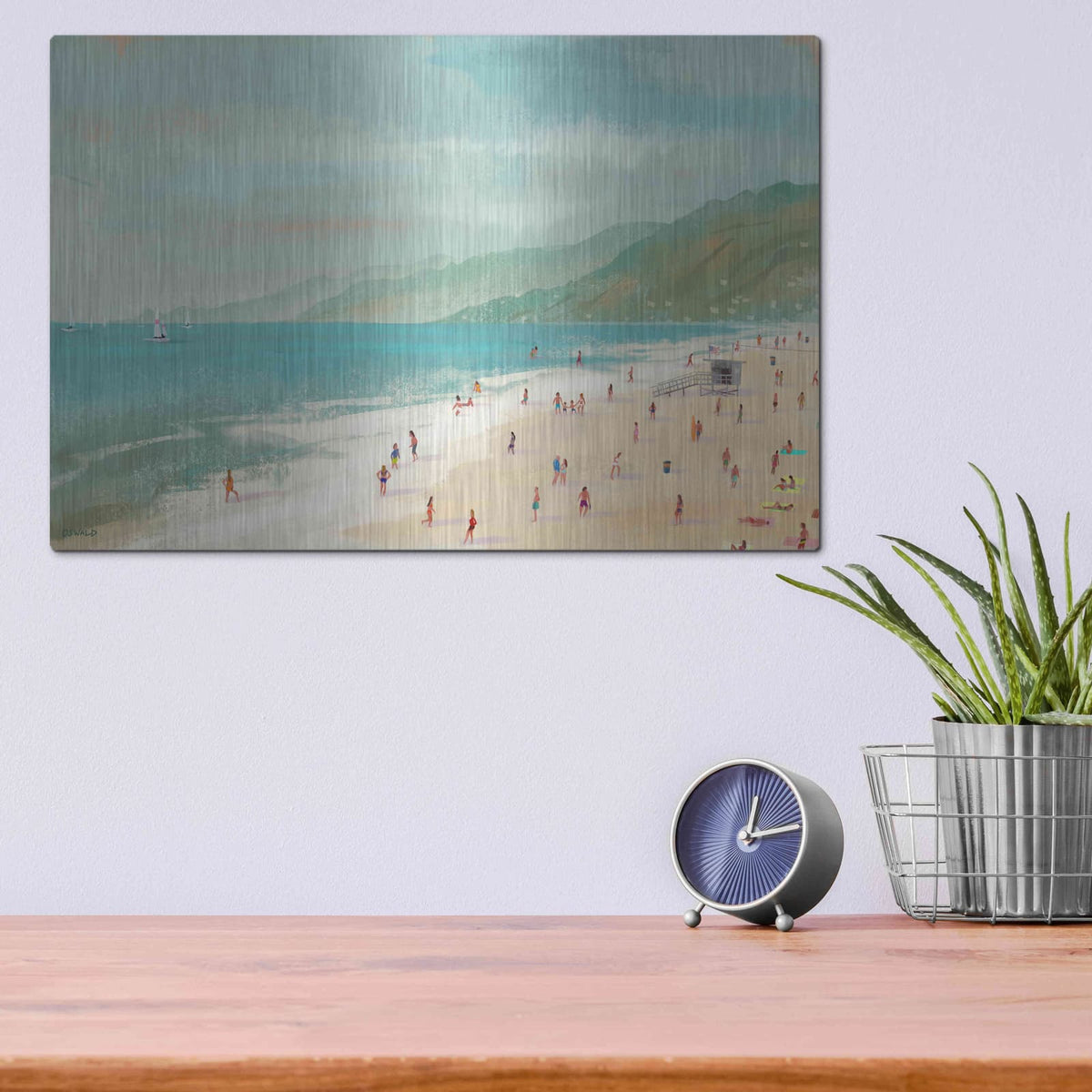 'Santa Monica Beach' by Pete Oswald – Metal Wall Art, 16x12 room view