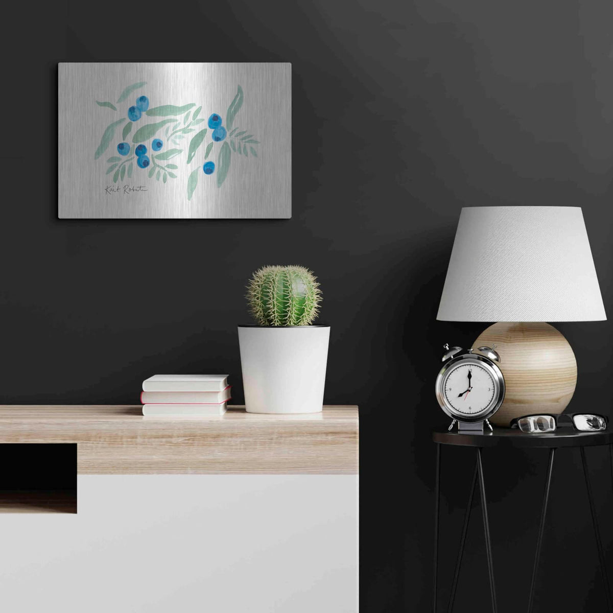 'Bountiful Blueberries from Maine' by Kait Roberts – Metal Wall Art, 24x16 room view