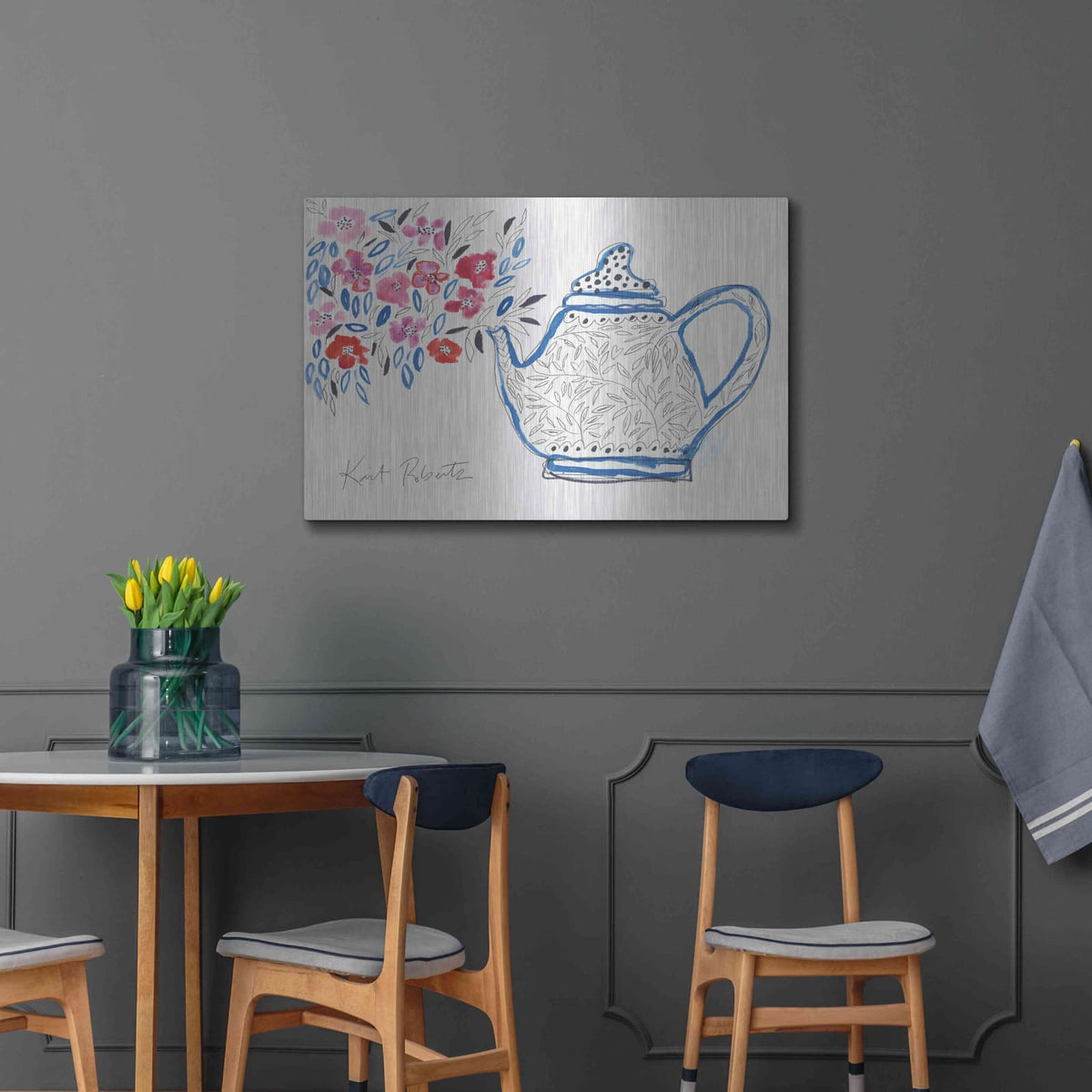 'Granny's Tea Pot' by Kait Roberts – Metal Wall Art, 36x24 room view