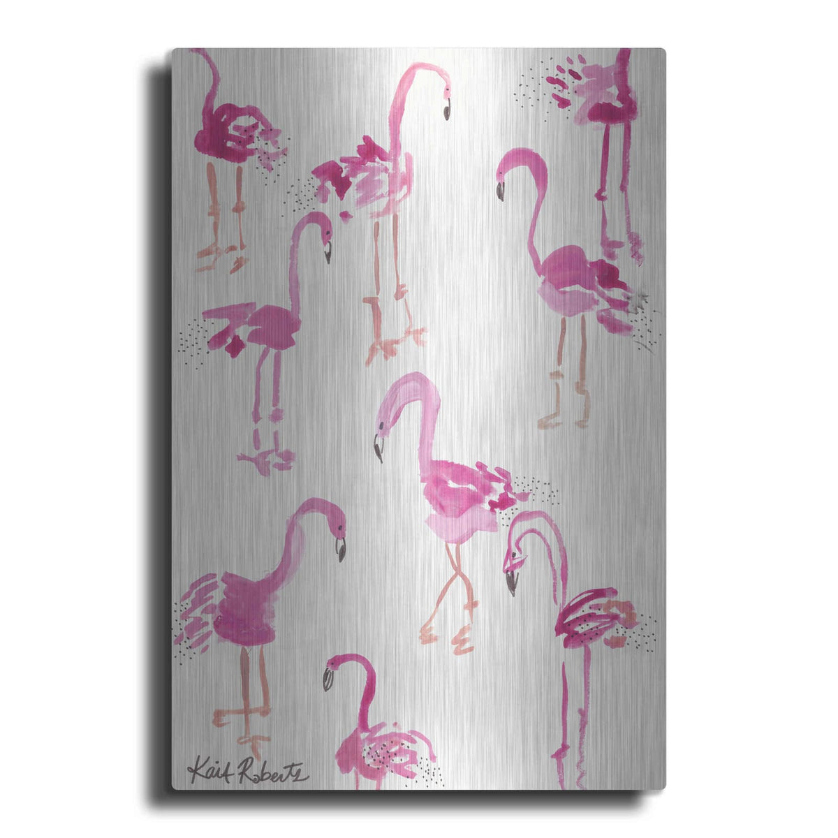 'Pink and Polka-Dots' by Kait Roberts – Metal Wall Art