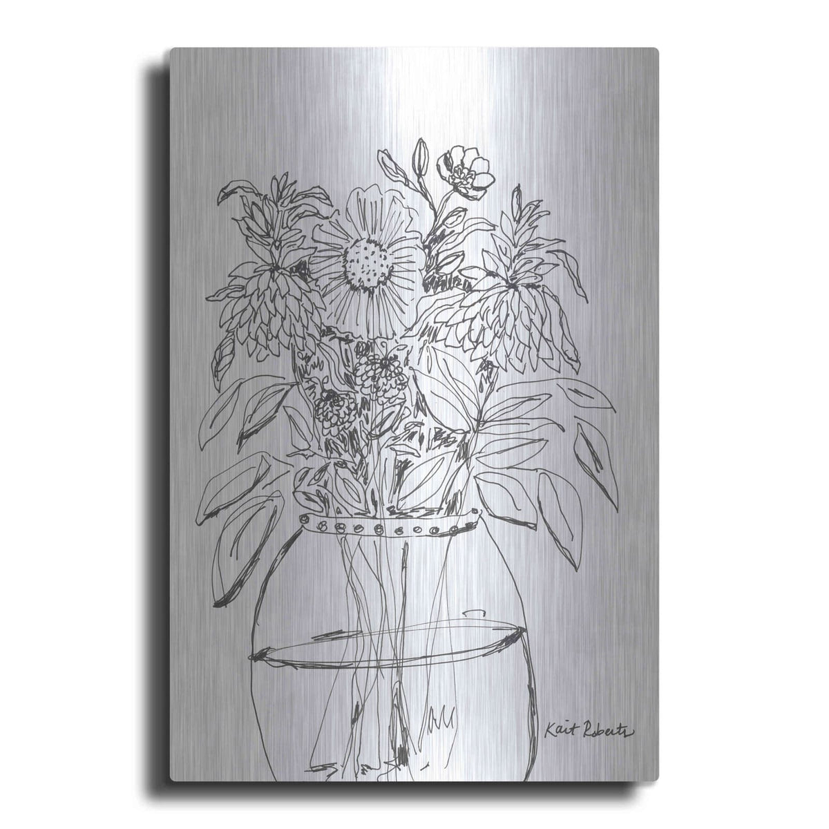 'Summer Garden in a Vase' by Kait Roberts – Metal Wall Art