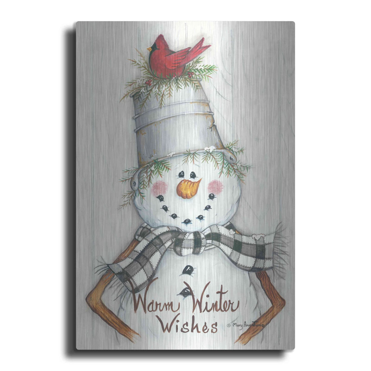 'Country Snowman' by Mary Ann June – Metal Wall Art