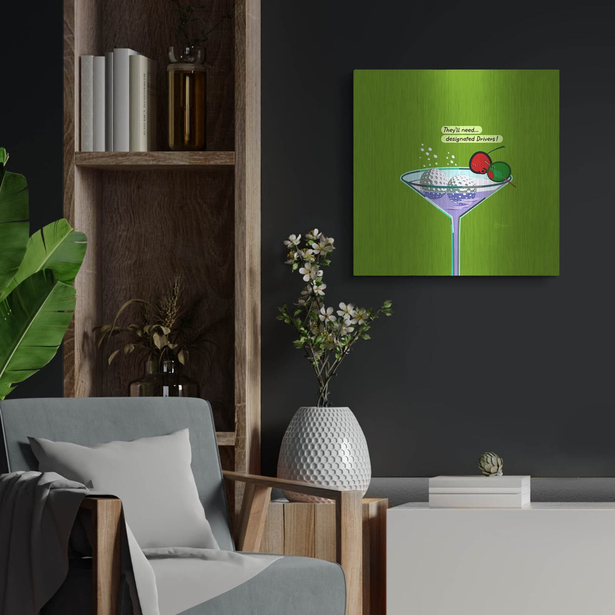 'Designated Drivers' by Chuck Wimmer – Metal Wall Art, 24x24 room view