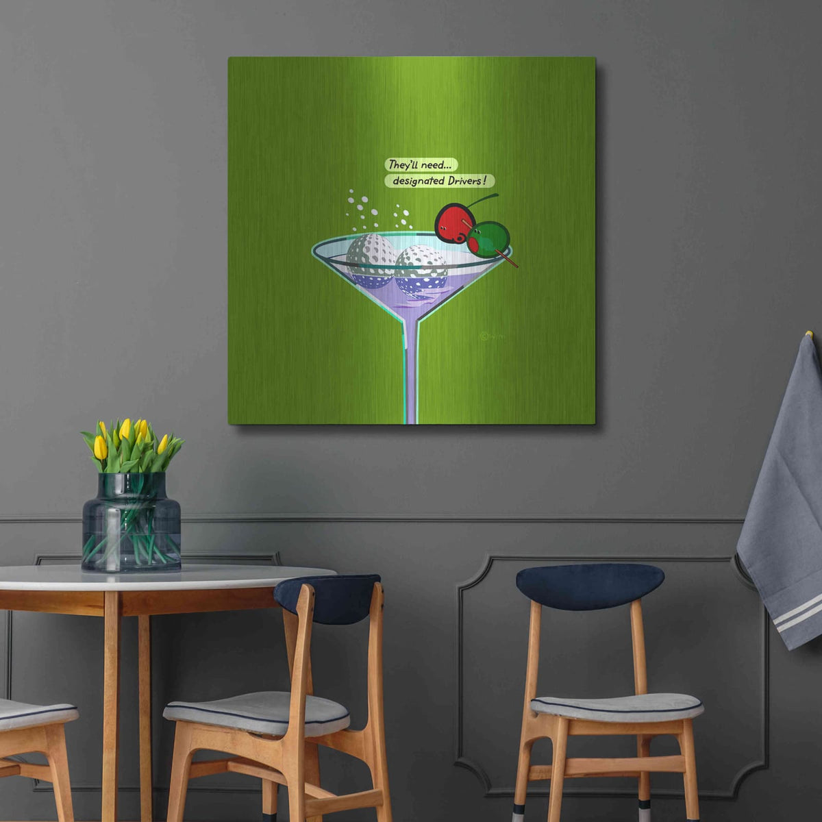 'Designated Drivers' by Chuck Wimmer – Metal Wall Art, 36x36 room view