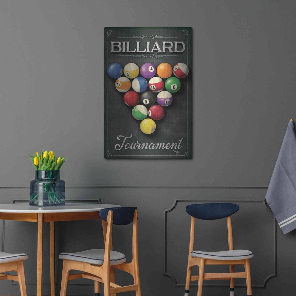 'Billiards Tournament' by Mollie B Art – Metal Wall Art, 24x36 room view