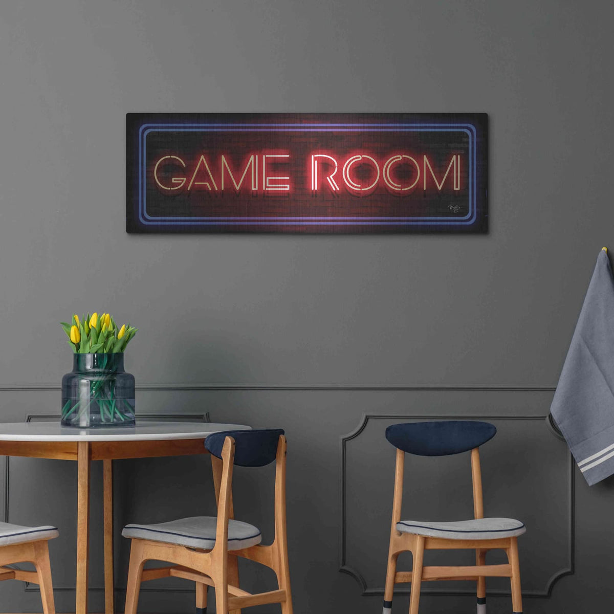 'Game Room Neon Sign' by Mollie B Art – Metal Wall Art, 48x16 room view