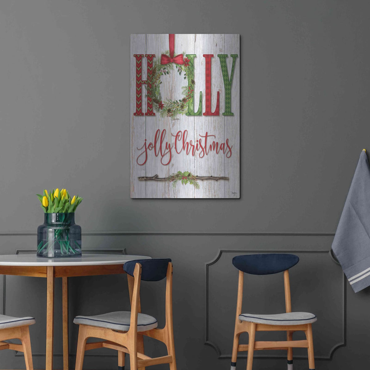 'Holly Jolly Christmas' by Mollie B Art – Metal Wall Art, 24x36 room view