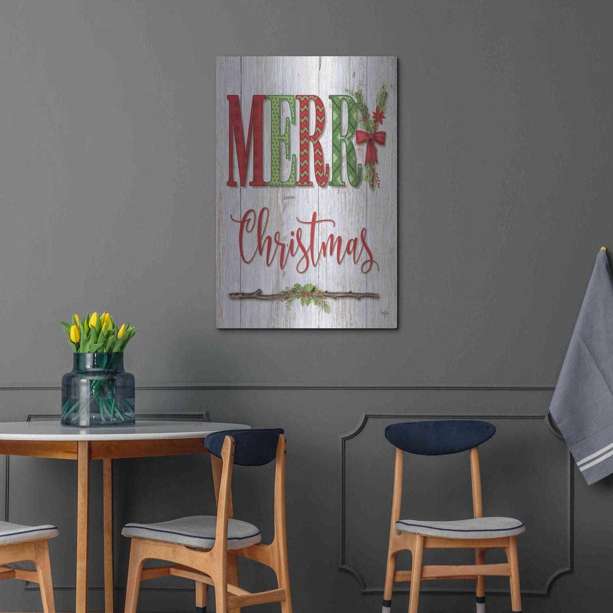 'Merry Christmas' by Mollie B Art – Metal Wall Art, 24x36 room view