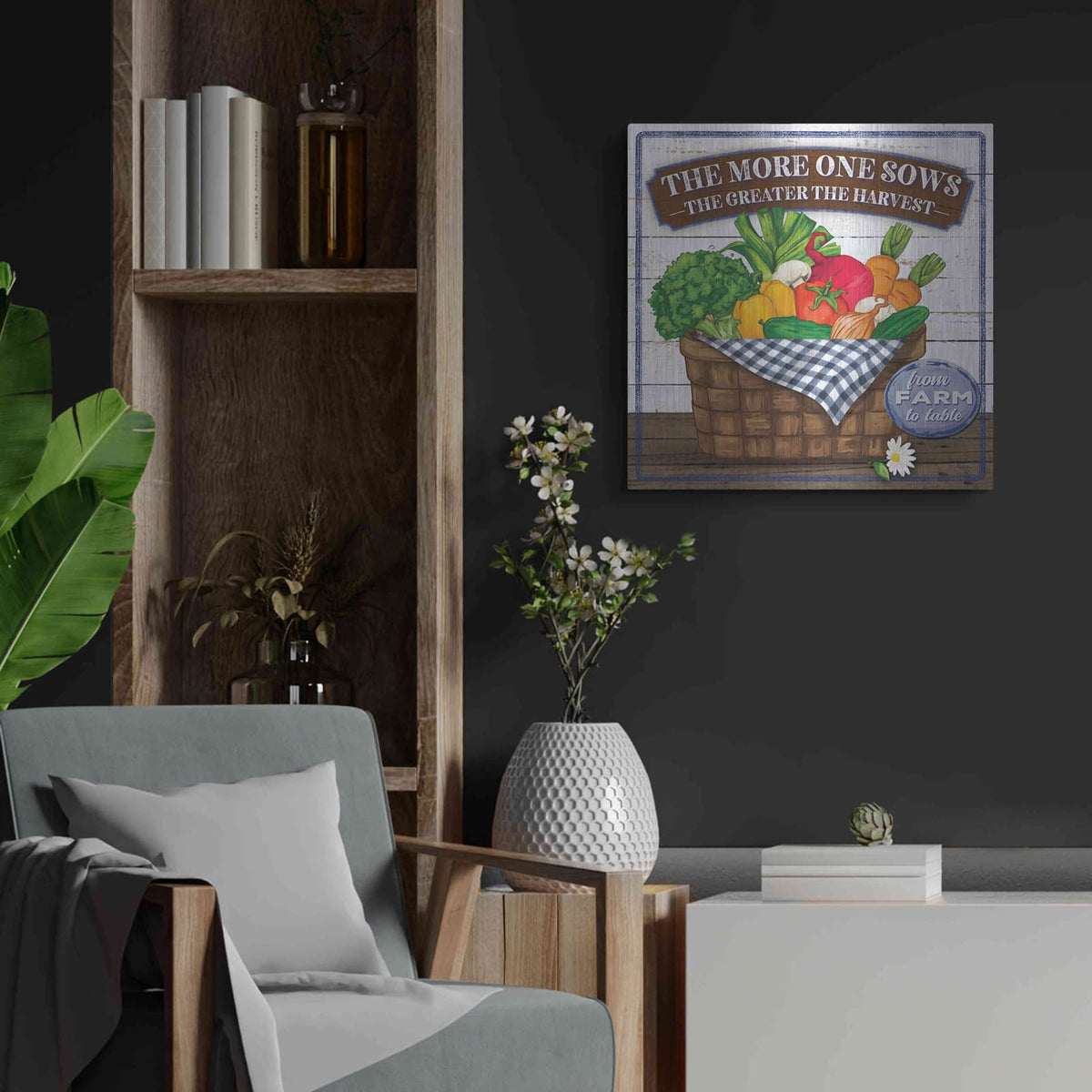 'The More One Sows' by Mollie B Art – Metal Wall Art, 24x24 room view